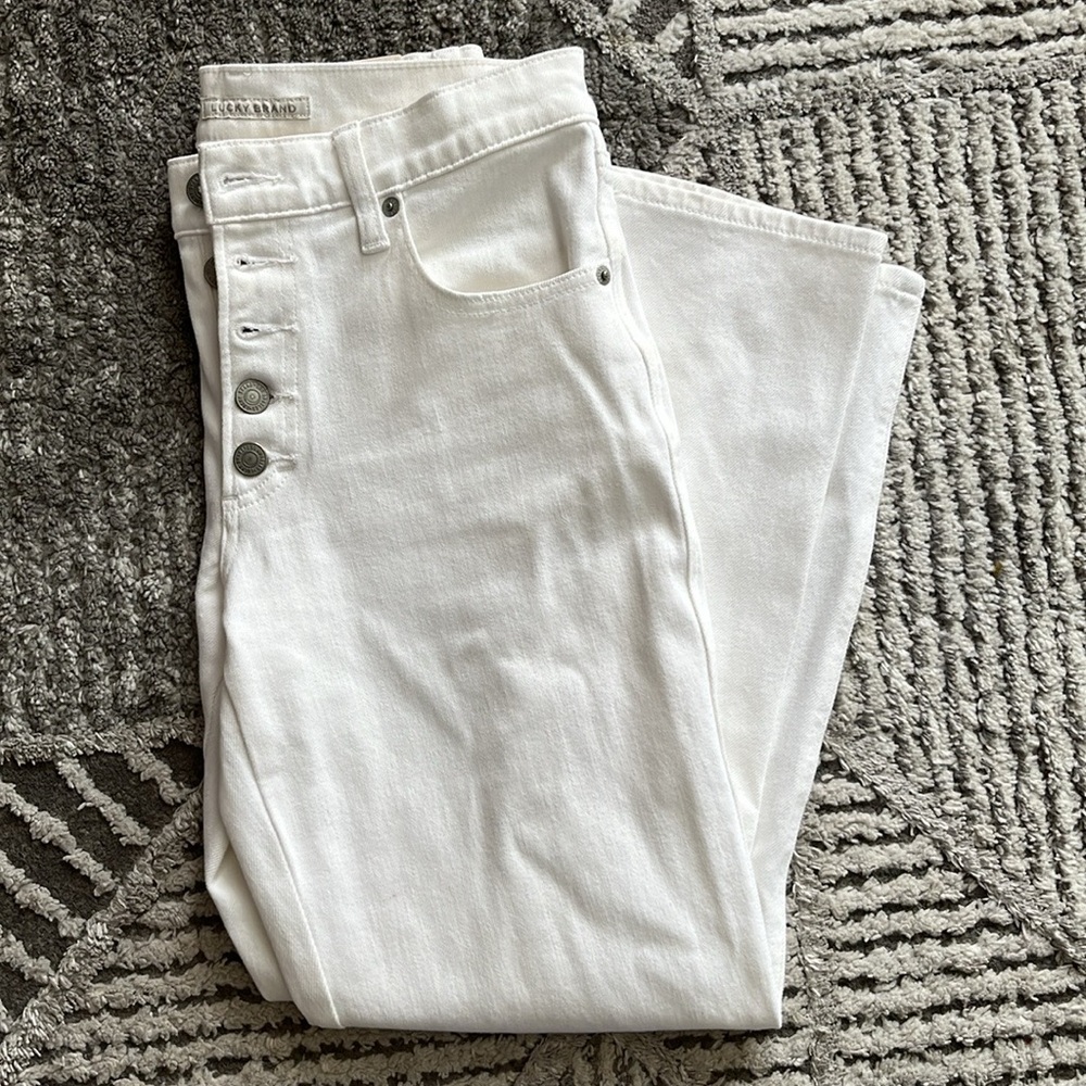 Lucky Brand Mid Rise Authentic Straight White Jeans - Size 26/2 Preppy Nautical